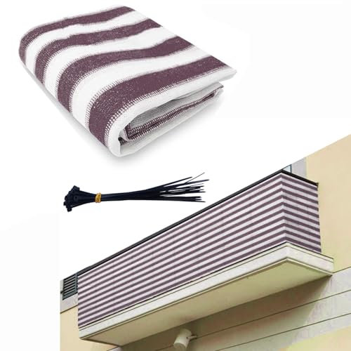51buyoutgo Pantalla de privacidad marrón para balcón, 400 x 90 cm, pantallas protectoras para balcón, barandilla de apartamentos, cubierta de privacidad para valla de terraza