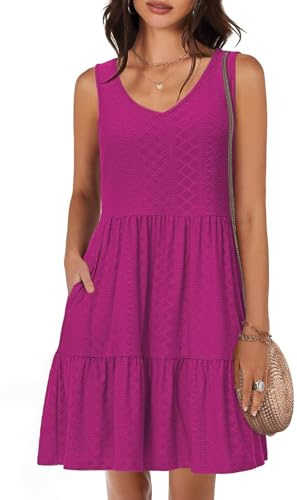 Tanmolo Vestidos de Verano para Mujer Ligeros Aireados Cortos Vestidos de Playa Vacaciones Cuello V sin Mangas