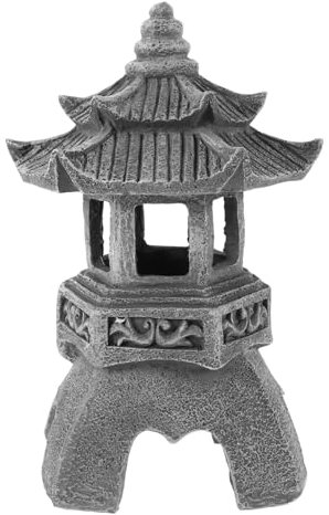 Kisangel Lámpara Solar De Resina Estilo Pagoda para Jardín Zen Asiático, Decoración Exterior Duradera para Jardín y Parque, Farol Japonés De Piedra Diseño Artístico Tradicional