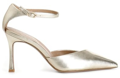 CAFèNOIR - Décollété In Pelle Laminata Con Laccio Alla Caviglia, Da Donna, Colore Platino, Taglia 40