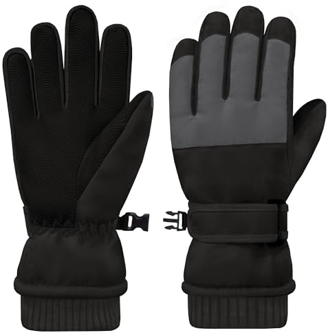 lifwimner Guantes de Esquí Niños, Guantes de Nieve Impermeable Niñas, Guant Invierno Cálido de Polar para Snowboard Deporte Aire Libre