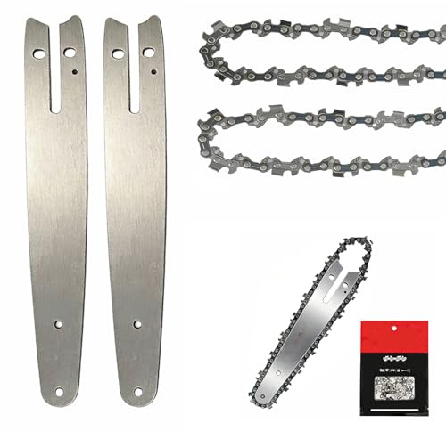 Yilceemy 2 Piezas Cadena de Motosierra de Acero Al Carbono, 8 Pulgadas Mini Cadenas de Sierra de Repuesto,con Carril De Guía,45 Eslabones, para Carpintería Paisajismo