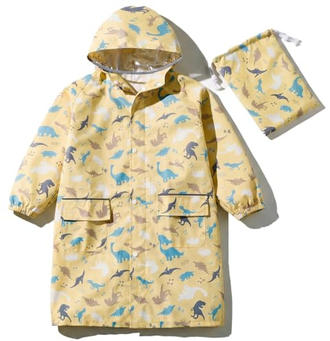 Amythe Poncho de pluie pour enfant imperméable – Veste de pluie légère avec réflecteurs pour l'école et l'extérieur, imperméable pliable avec capuche et poche, protection de pluie réutilisable pour