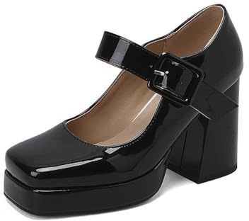 Decolleté Sling Donna,Decolleté Mary Jane Donna,Elegante Stile retrò Tacco Spesso Punta Quadrata Calzature Eleganti Occasioni Eleganti Leggeri Sandali Romani Tacco Alto