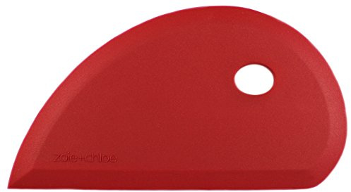 Zoie + Chloe Multipurpose Silicone Bowl Scraper - Dough Scraper for Cleaning Mixing Bowls, Baking Pan - Silicone Scraper Spatula For Painting, Smoothing, Frosting, Cake Decorating - Red, 7x3.75