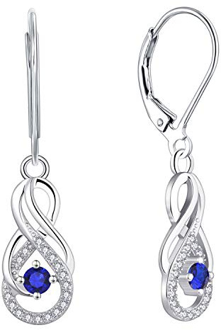 Starnny Unendlichkeit Creolen Damen Ohrringe Silber 925,Baumeln haengende mit 3A Zirkonia September Geburtsstein Saphirfarbe für Frauen