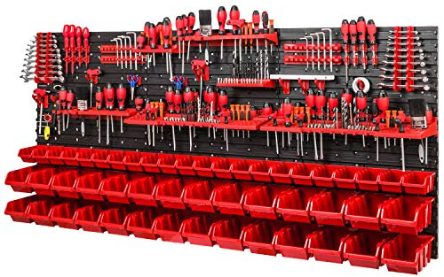 Étagère murale d'atelier - 1728 x 780 mm - Système de stockage avec supports à outils et boîtes empilables - Plaques murales ultra solides pour atelier et garage