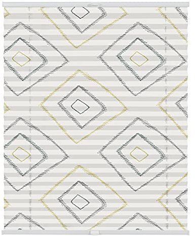 Lichtblick Plissee Klemmfix mit Motiv, ohne Bohren, Verspannt, Blickdicht, Lichtdruchlässig, Made in Germany, Julia Schumacher, Stripy Boho Rectangle - Beige 100 x 130 cm (B x L)