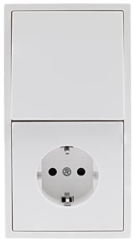 MC POWER - Steckdosen- und Schalter Set | SHALLOW | Tür 2-fach Profi | 3-teilig, Klemmanschluss, weiß, matt
