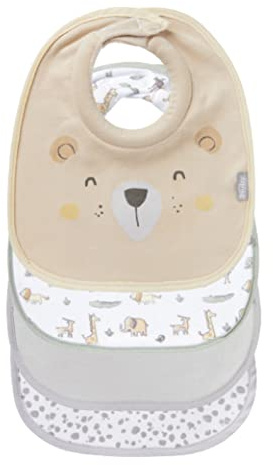 Nuby Snug and Dry Bibs Organic Cotton Machine Washable Padded Neckline 048526999460, One Size, (Pack of 4)