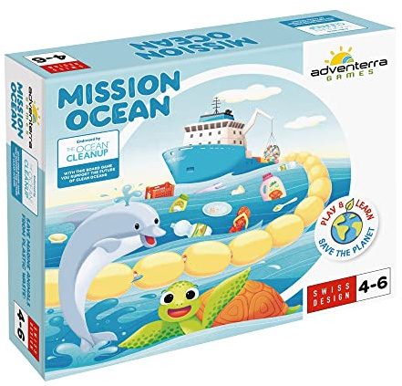 Adventerra Games, Mission Ocean, Brettspiele für Kinder, Gesellschaftsspiele ab 4 Jahre, Ökologische Kinderspiele, Meeresschutz Lernspiele