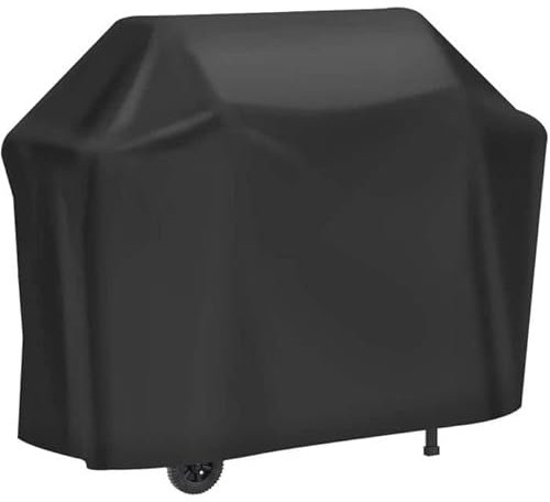 PATIO PLUS Barbecue Cover with Velcro, Large BBQ Grill Cover Waterproof 132x66x109 CM,420D Heavy Duty Outdoor Barbecue Gas Grill Cover, Windproof, UV Resistant & Rip-Proof/Black,