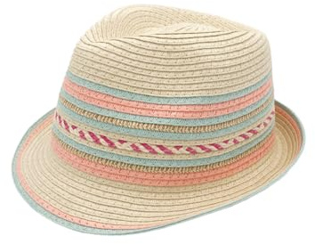 maximo Mavida Girls Trilby Strohhut Sommerhut Sonnenhut Kinderhut Mädchenhut Strandhut Kinder - Sommer Frühling-Sommer - 53 cm Hellbeige