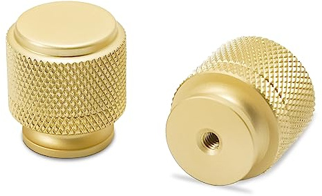 COTYKILEY 10-pack borstad mässing köksskåpsknoppar guld räfflade låda drar lådknoppar byrålade knoppar guldskåp hårdvaruknoppar för byrålådor