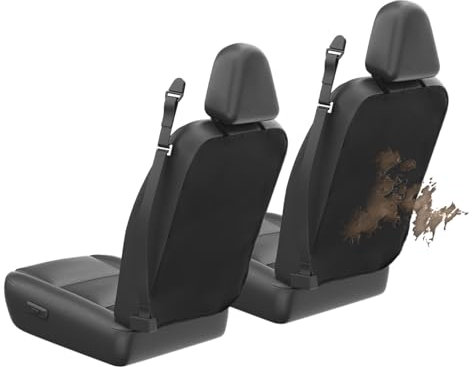 QWORK® 2 Stück Auto Rückenlehnenschutz 68x48 cm aus 420D Oxford-Stoff, Wasserdicht & Pflegeleicht, mit Befestigungsgurt Oben und Unten