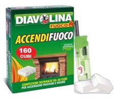 Diavolina Accendifuoco Classico,il n.1 in Italia, Accensione Istantanea Pratica Sicura per Camino, Stufa, Legna, Barbecue con Accendino GM (160)