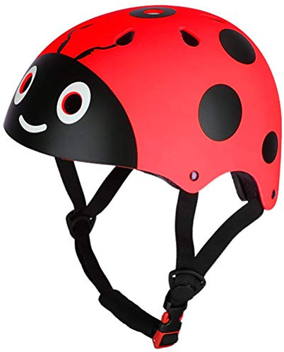 Casco Protector para Niños, Lindo Mariquita, Patinaje Infantil, Ciclismo, Casco de Seguridad en Bicicleta, Casco de Equilibrio para Niños (Rojo)