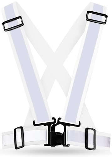AVANA Reflektorweste Reflektierende Sicherheitsweste Einstellbar Warnweste Leicht Hohe Sichtbarkeit Joggen Fahrrad Laufen Motorrad für Erwachsene & Jugendliche 2er-Set (Weiß)