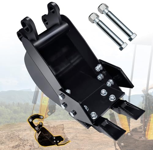 Accessoire pour mini-pelle de 7,87 pouces/200 mm, godet rétro étroit avec dents métalliques et 2 goupilles, adapté aux mini-pelles de 0,8 à 1,8 tonne pour creuser le sol