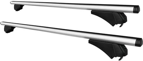 SUSY SHOP Barre Portapacchi Portatutto Universali Per Auto Con Rails Chiusi o Rialzati (Corrimano), 2 Barre Trasversali In Alluminio Con 4 Serrature Di Sicurezza Antifurto (125 CM)