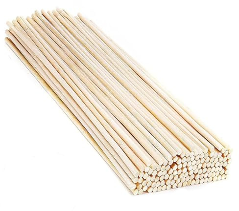 Zwenjuan 60 stycken naturliga träpinnar, runda, träpinnar för pyssel, Ø 6,5 mm, längd 30 cm, obearbetade lövträstavar för träarbeten, konstprojekt, dekorationer och gör-det-själv