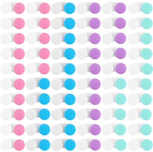 YAYODS 60 Stück Kontaktlinsenbehälter - Bunt Contact Lenses Case - Kontaktlinsen Behälter - Tragbarer Linsenbehälter - Auslaufsicherer Reise Kontaktlinsen Aufbewahrung für Zuhause und Reisen