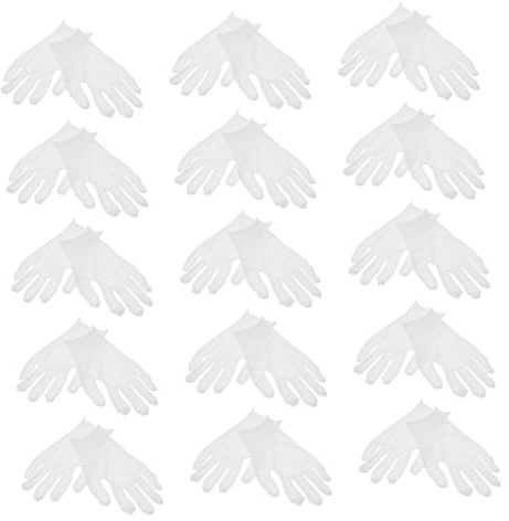 LALADEFIEE 15 Pares Guantes Hidratantes de Algodón Blanco Suaves y Transpirables para Manos Secas y Agrietadas de Hidratación Nocturna para Hombre y Mujer