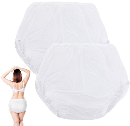 YOFDAL 2 Stück wasserdichte Windelüberhosen für Erwachsene, inkontinenz pants damen, auslaufsicher, waschbar, wiederverwendbar, Unisex, Weiß, Größe L