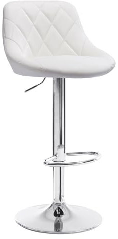 WOLTU 1er Barhocker Barstuhl, leichte reinige Kunstleder, Gute gepolsterte Sitzfläche, Höhenverstellbar, 360° Drehbar, Farbwahl, in Weiss