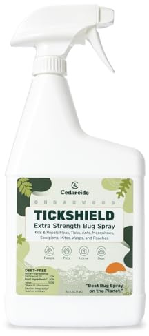 Cedarcide Tickshield Tick & Flea Repellent Spray for Humans & Pets, Quart