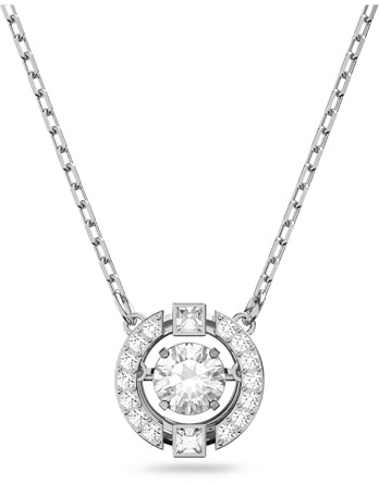 Swarovski Sparkling Dance necklace, Round cut, White, Rhodium plated