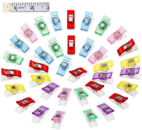 Okaytec 60 Stoffklammern Wonder Clips Mehrfarbig Stoffe zum Nähen Zubehöre Nähzubehör Set - Klammern aus Kunststoff Patchwork Buckle Multi- Nähklammern Kurzwaren für Quilting Clips,Häkeln