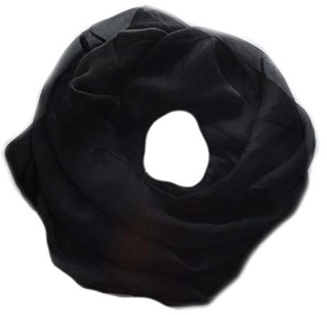 Euly Seide LoopSchal Schlauchschal Rundschal Halstuch Tuch Schal Uni für Frühling Sommer Ganzjährig (Schwarz)