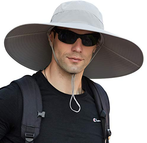 DORRISO Ampia Tesa Cappello da Sole Bucket Hat Uomo Protezione UV UPF 53+ Impermeabile Pieghevole Cappello da Pesca Escursionismo Spiaggia Giardinaggio Vacanze Ciclismo Campeggio Grigio A
