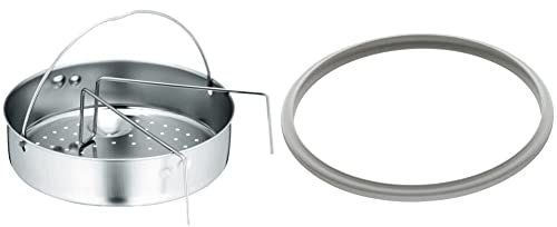 WMF Schnellkochtopf-Zubehör Set 2-teilig, für Schnellkochtöpfe 3,0-8,5l, Edelstahl, spülmaschinengeeignet & Ersatzteil Dichtungsring 22cm für Schnellkochtopf 3l, 4,5l, 6,5l, 8,5l, Silikonring, Silikon