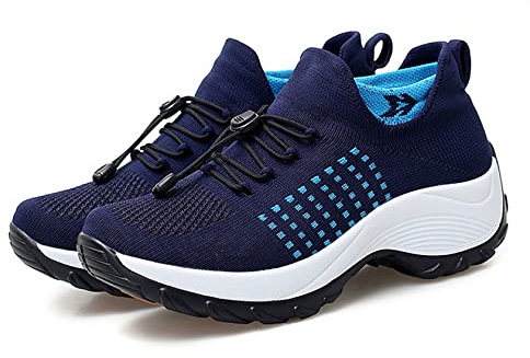 GYCS Zapatillas de Deporte Mujer Transpirables Zapatos de Plataforma Calzado Deportivo de Exterior de Mujer Zapatillas Casual Fascitis Plantar,Azul,36EU