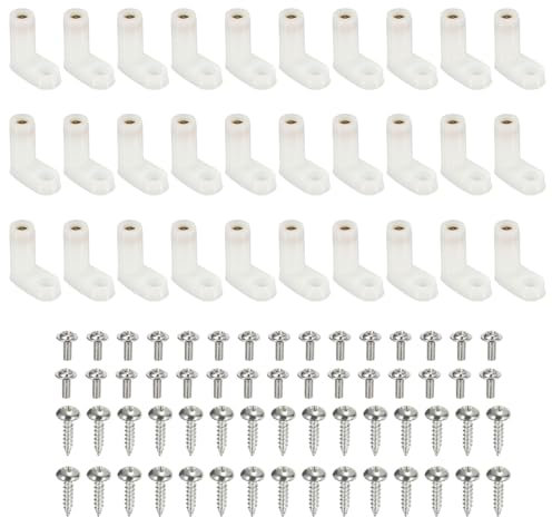 sourcing map 80 Pcs Circuit Board L Shape Insulated PCB Spacer 20mm Standoffs Mounting Feet Supporting Height with Screws White