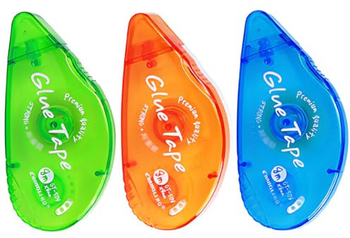 ZYBHMJE 3 Pcs Glue Roller 32m Adhesive Glue Tape Double Sided Tape Dispenser for Crafting Cards Photo Album Journal Scrapbooking 8mm x 8m(Random Color)