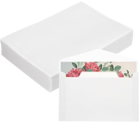 sourcing map 30 Pack Vellum Jackets, 5x7 Inch Vellum Paper Pre-Folded Triangle Vellum Envelopes Transparent 53GSM for Wedding Invitation Accessories Bridal Showers Birthdays Wraps