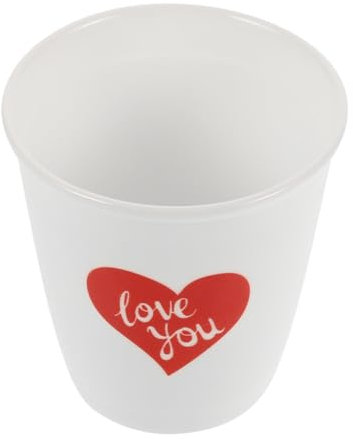 GLEAVI Tazza Da Campeggio in Ceramica Senza Manico Con Cuore Rosso Riutilizzabile in Porcellana Per Festa Degli Innamorati Matrimoni Anniversari