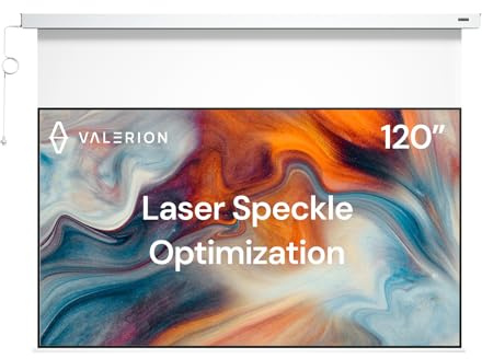 Valerion 120 PureVision Motorized Projector Screen, Laser Speckle Reduction, Auto-Sync with Projector, 4K/8K UHD Ready, 20 Adjustable Drop, Black Backing for Enhanced Contrast, Long Throw Only