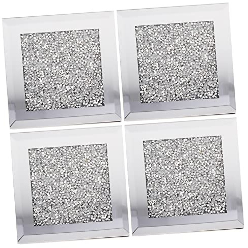 PartyKindom 4 Piezas Posavasos De Vidrio Cuadrado Decoración De Mesa De Cocina Posavasos para Bebidas De Comedor