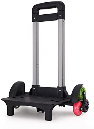 HUAJINGKEJI Carro de mochila con 6 ruedas, carrito de equipaje plegable, carrito de mano multifuncional para la escuela, Rueda de color negro, 43*27*19cm (foldable)