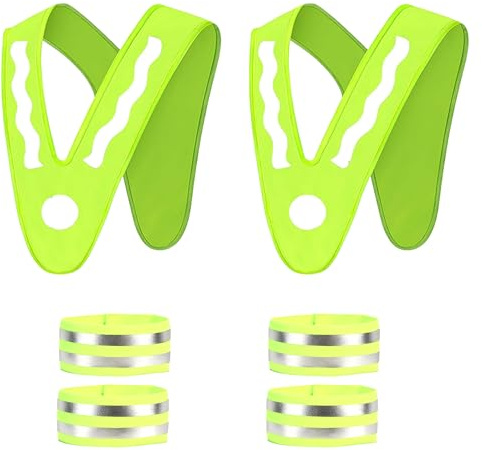 Infinity & Breathe Gilet di sicurezza per bambini, 2 pezzi, a forma di V, a 360°, con 4 fasce riflettenti, ad alta visibilità, per la scuola, lo sport, la corsa, la bicicletta