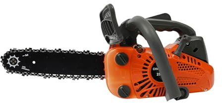 Sierra de cadena de 2 velocidades con mango superior, 25,4 CC, cadena de 3/8 pulgadas, 9000 rpm, incluye guardabarros, para jardín, árboles frutales, talas de leña, trabajo forestal, hobby profesional