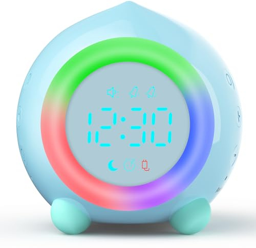 Edillas Sveglia Digitale per Bambini con Design Calcio/Pesca, con Luce Notturna, Funzione Snooze, 6 Suonerie, 12/24h, Doppio Allarme, Regalo di Scuola per Ragazzi e Ragazze 4-15 Anni (Pesca)