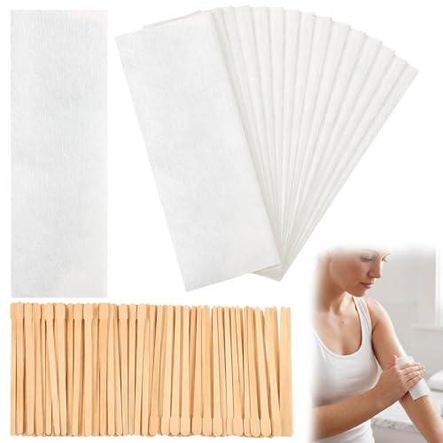 500-Piece Waxing Strips and Wax Stick Set - Non-Woven Wax Paper and Hair Removal Paper Wax Strips for Face, Body, Legs and Eyebrows