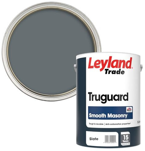Leyland Trade Truguard Smooth Masonry Paint, Coverage 16m2 per Litre, Slate, 5L