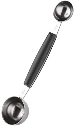 Vogue Double Melon Baller, Black, Size: 30 mm & 40 mm/1.2 & 1.5 inch, Stainless Steel with Grip in Middle, Double Ended Design, Professional & Home Kitchen Use, CF923