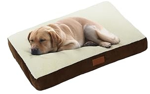 Ellie-Bo Matelas D’Intérieur Lavable, pour Chiens, Revêtement Imitation Daim et Peau de Mouton, Rembourrage en Fibres de Polyester, pour Cage de 107 cm, Taille xl, 100 x 66 x 10 cm, Marron/Blanc